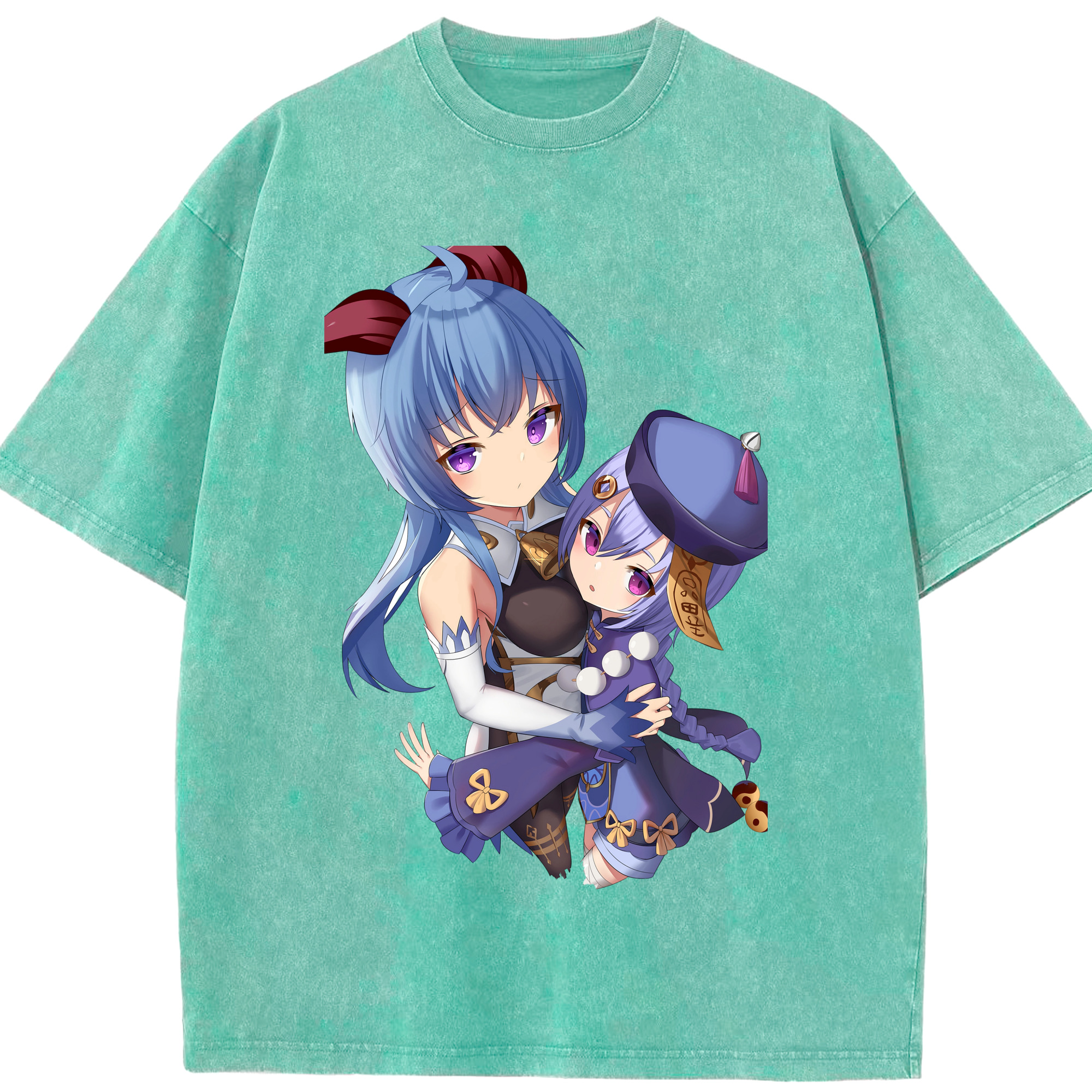 げんし神 甘雨 かんう genshin Ganyu 綿100% ヴィンテージ風 半袖Tシャツ（フロントプリント）